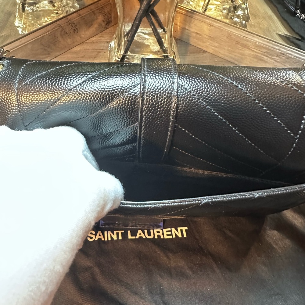 Saint Laurent Medium Envelope Monogram Matelassé Leather Shoulder Bag - Picture 5 of 15